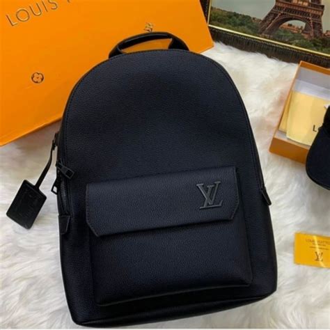 louis vuitton backpack black with gold plte